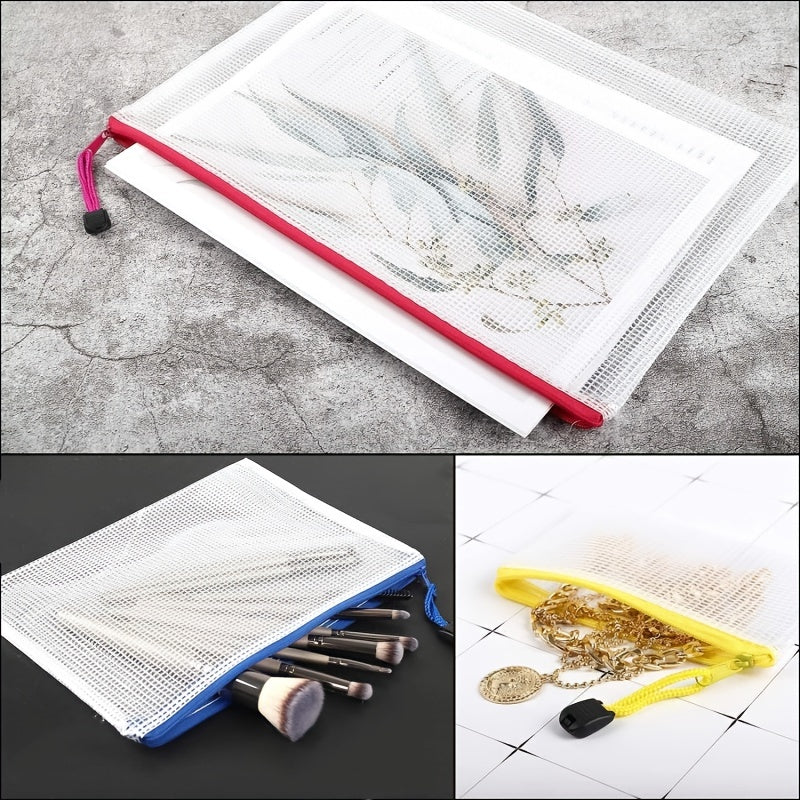 5pcs Waterproof Zipper Bags 5 Sizes 5 Colors Organizing School Supplies