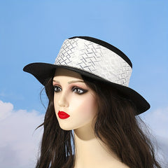 Vintage French Style Straw Jazz Hat Solid Flat Top Fedora Cap