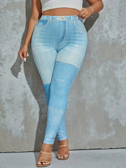 Denim Print High Rise Skinny Leggings