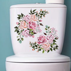 Plant Flowers Toilet Stickers Self Adhesive Bathroom Decor