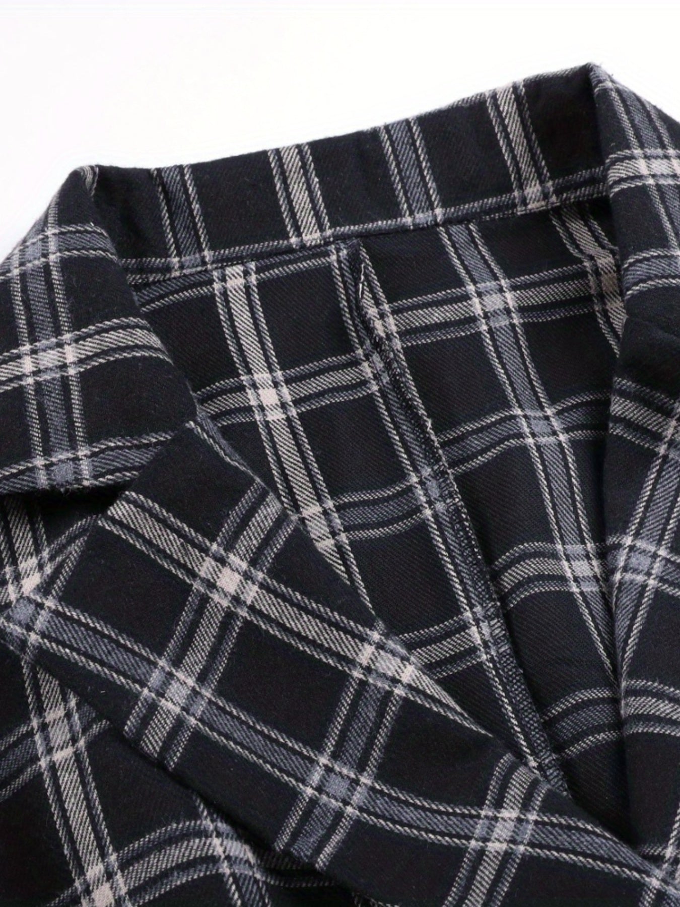Plaid Double Breasted Lapel Neck Blazer Long Sleeve Casual Blazer