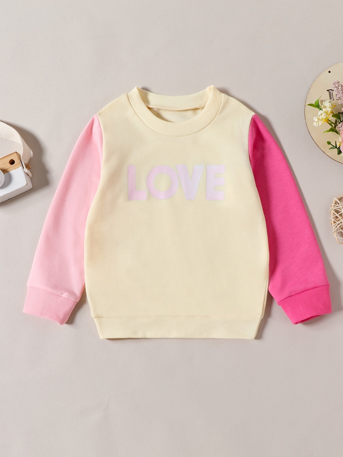 Girls SISSY Print Sweatshirt Block Crew Neck Pullover