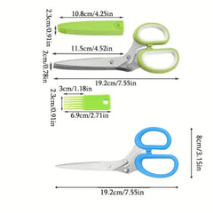 Multifunctional Stainless Steel Kitchen Scissors with 3 5 Layers Quick Shredder