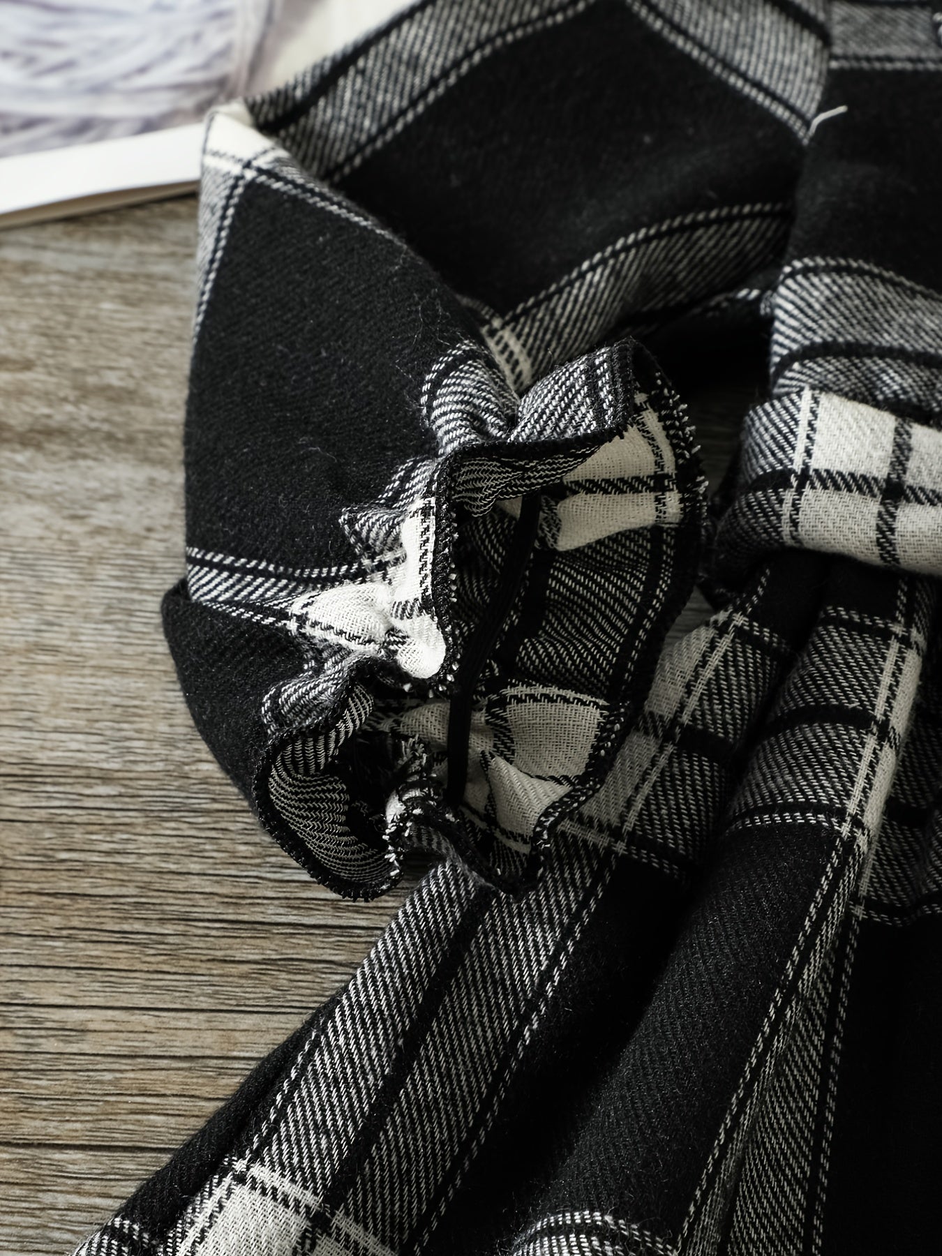 Plaid Contrast Ruffle Cuff Tunic Dress Baby Girls