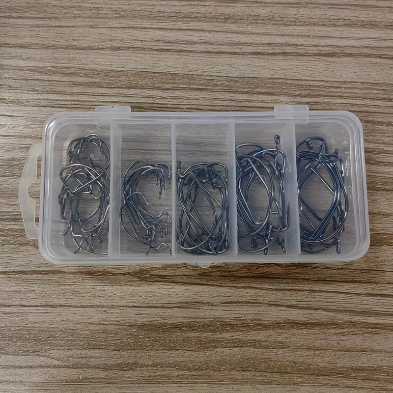 Texas Rig Worm Hooks Offset for Bass Fishing 50 100pcs