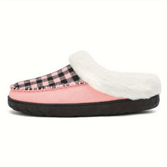 Plaid Plush Lined Thermal Furry Snow Shoes Fall Winter Keep Warm Comfortable