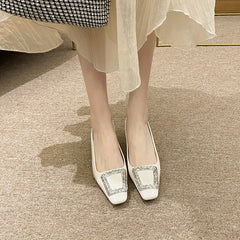 Rhinestone Block Heels Dress Pumps Slingback