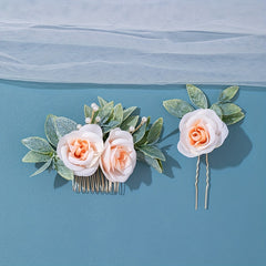 2 Pcs Bridal Flower Hair Comb Wedding Hairpin Decoration