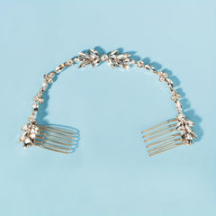Crystal Hair Comb Bun Hair Headdress Floral Hair Comb Pair Comb Soft Chain Brida