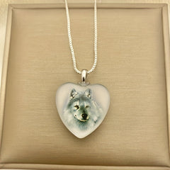 Heart Shaped Wolf Pendant Necklace for Girls