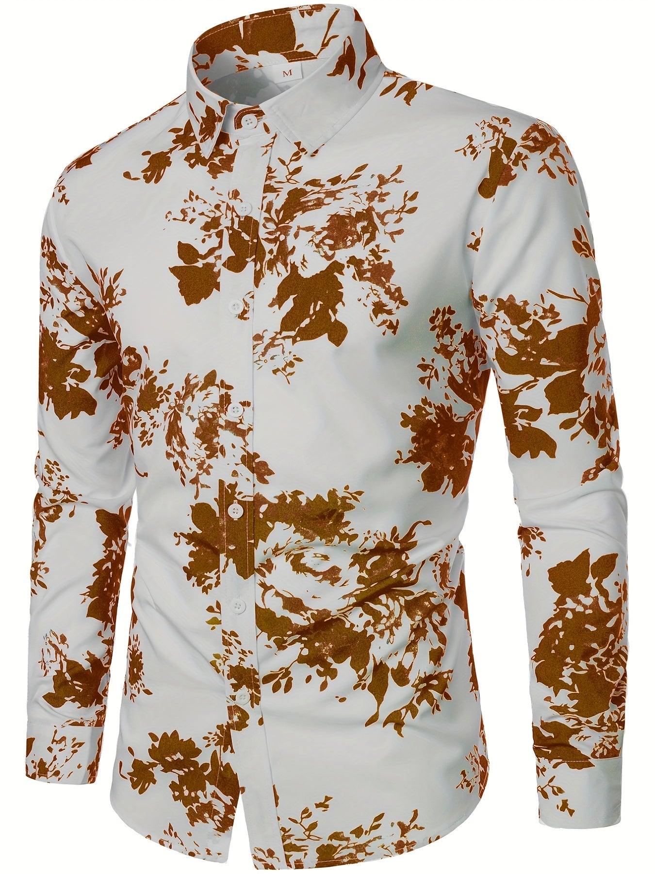 Men's Formal Flower Print Button Up Shirt Spring/Fall Business Occasion
