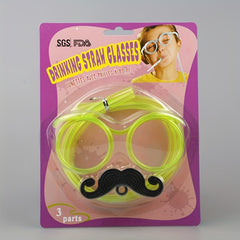 Family Game Props Glasses Beard Straw Crazy Funny Halloween Party Straw