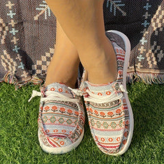 Ethnic Floral Pattern Flat Sports Outdoor Sneakers for Women