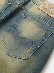 Vintage Ripped Jeans Men's Casual Street Style Denim Pants With Pockets