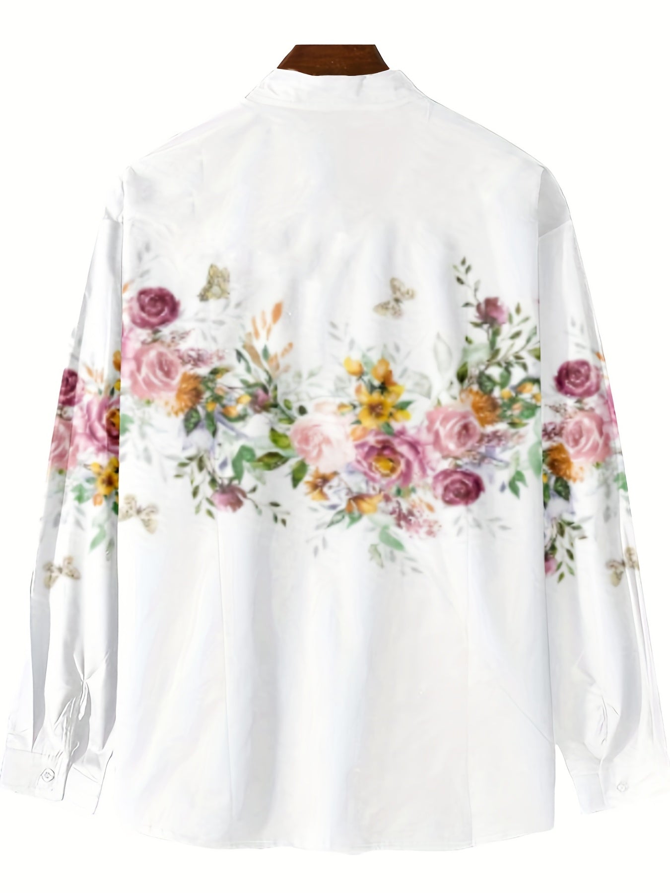 Floral Print Men's Casual Long Sleeve Shirt