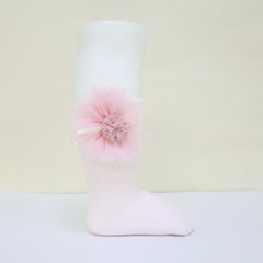 Girls Flower Knit Socks & Crown Headband Set - Holiday Gift
