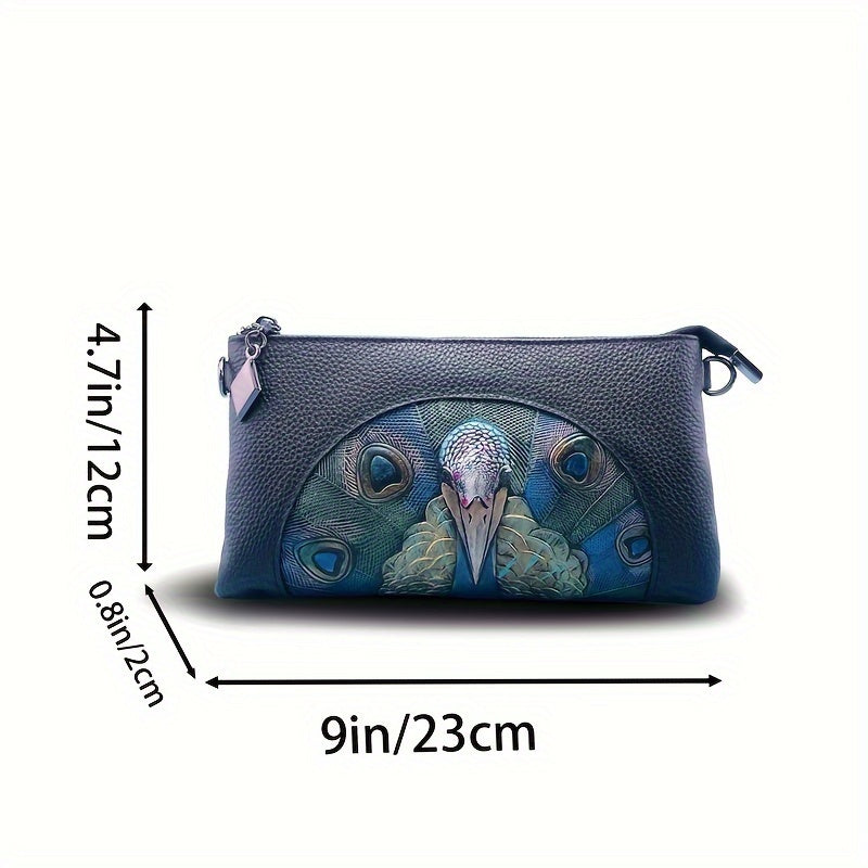 Vintage Floral Leather Lady Clutch Bag Handbag