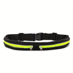 Waterproof Reflective Running Belt with Double Pockets for Keys and Wallet