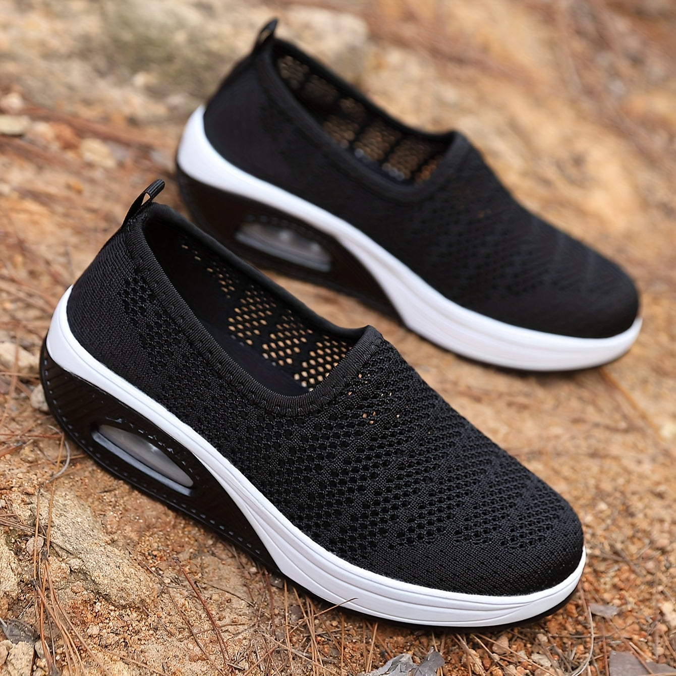 Women's Air Cushion Slip on Walking Shoes Mesh Chunky Sneakers
