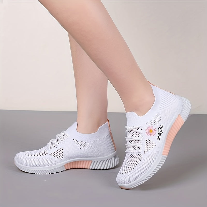 Women's Knitted Sock Sneakers Breathable Lace Up Sports Shoes