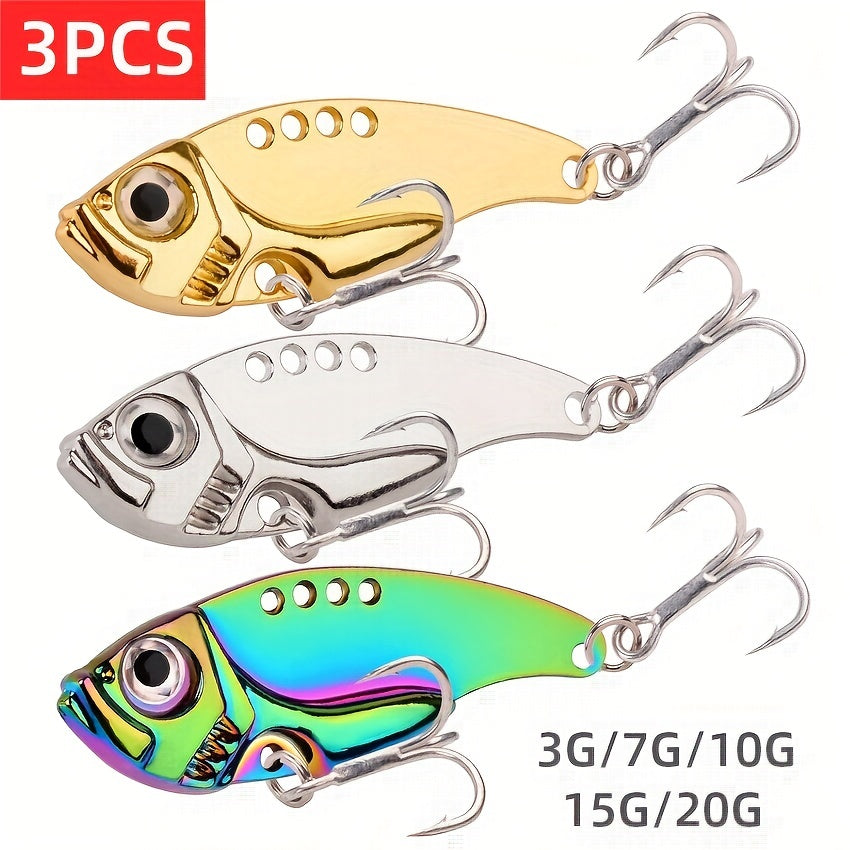 3pcs Artificial Metal Jigbait Lures with 3D Eyes