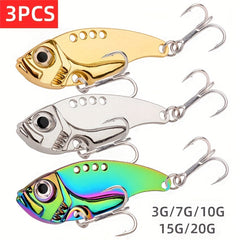 3pcs Artificial Metal Jigbait Lures with 3D Eyes