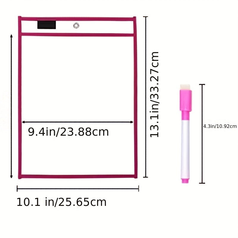 10pcs Dry Erase Pockets Reusable Wipe Clean Pockets Set Assorted Colors