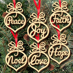 6pcs Heart Wooden Christmas Tree Crafts Ornament