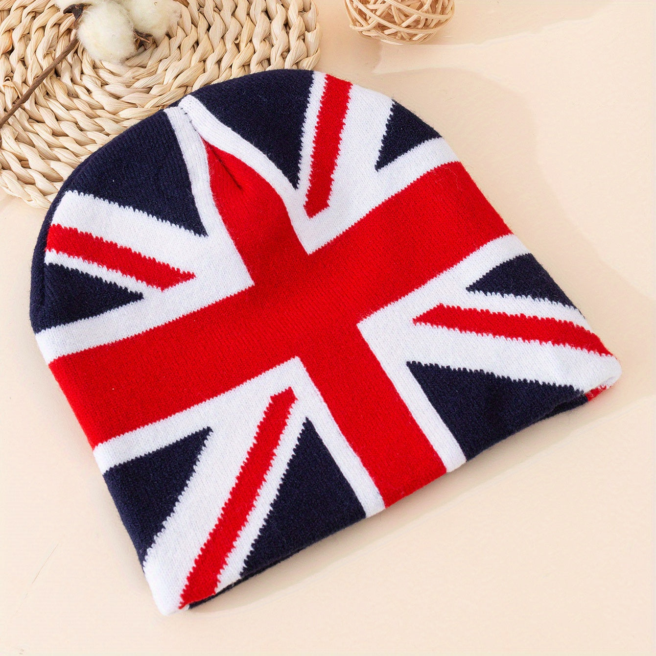 British Beige Flag Cotton Hat Adjustable Cuff Men Women
