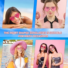 6pcs Rimless Heart Shaped Sunglasses Transparent Candy Eyewear