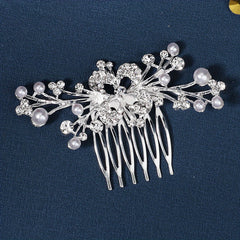 Rhinestone Faux Pearl Hair Comb Bridal Headband