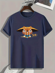 Cartoon Animal Pattern Print Men's Comfy Sports T shirt