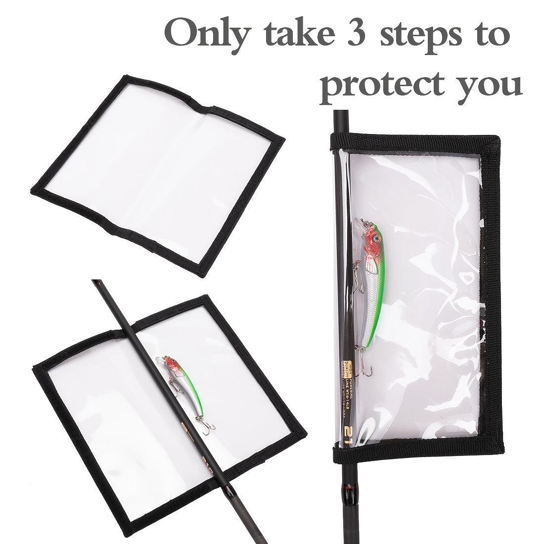 4pcs Clear PVC Bait Covers Saltwater Freshwater Fishing Gear 2 Large 2 Medium