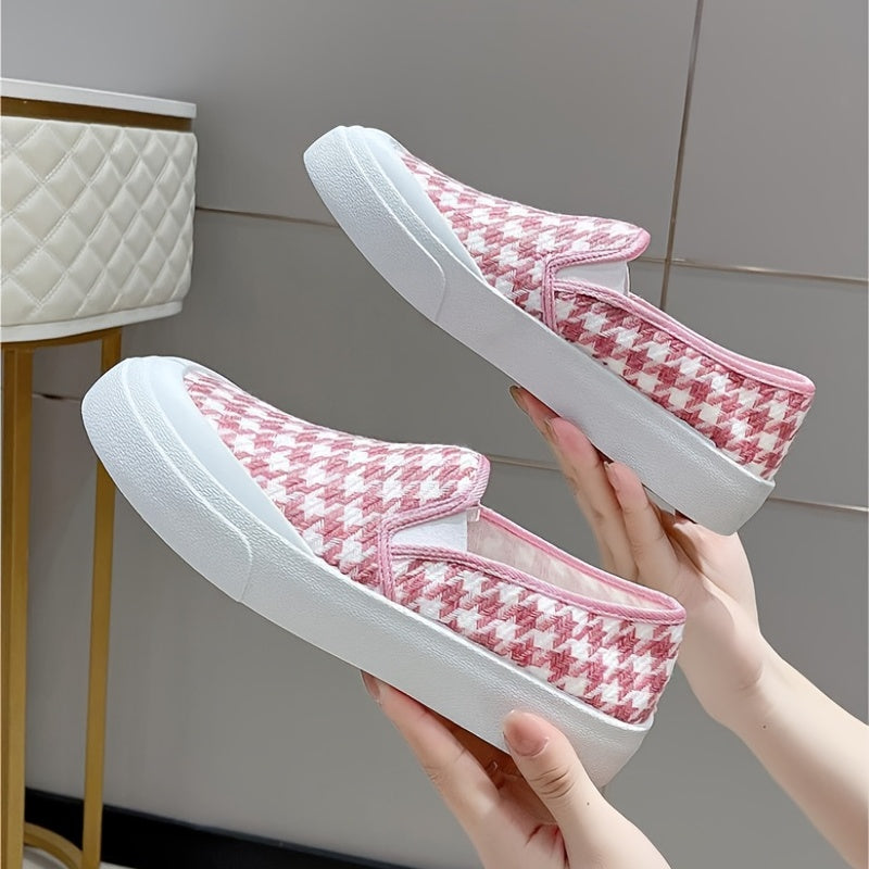 Women's Houndstooth Canvas Slip On Outdoor Shoes