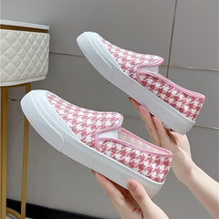 Women's Houndstooth Canvas Slip On Outdoor Shoes