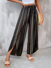 Tribal Print Wide Leg Pants Elastic Waist Casual Pants