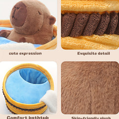 Bathing Capybara Plush Toy & Fluffy Water Rat with Towel