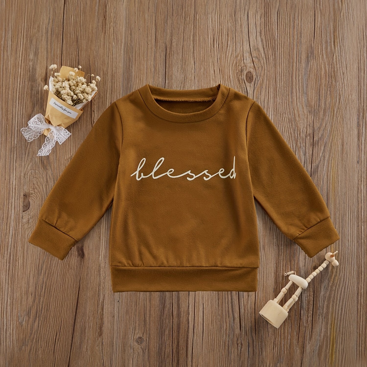 Toddler's Blessed Letter Sweatshirt Boy's Casual Pullover