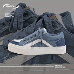 HUANQIU Lace-Up Retro Denim Board Shoes