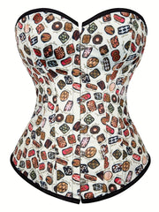Food Print Lace Up Body Shaper Women's Lingerie