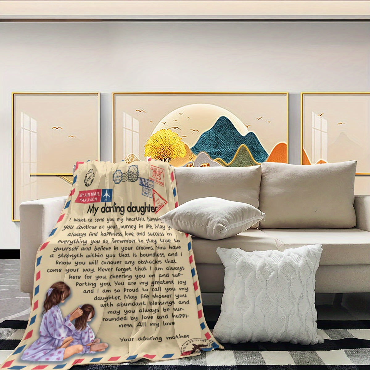 Flannel Blanket Mother's Blessing Gift Soft Warm Bed Sofa Use