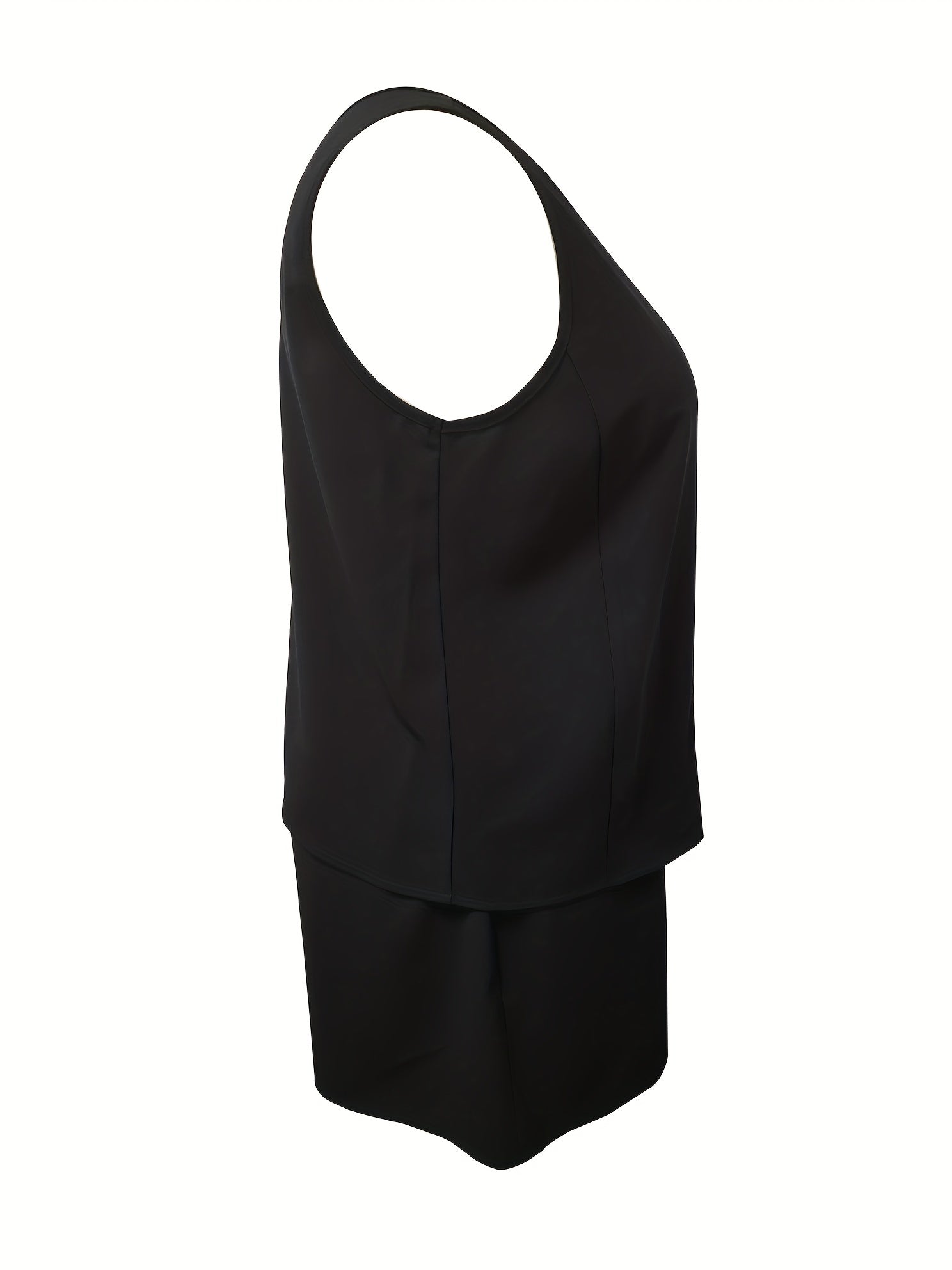 Solid Tank Top & Drawstring Shorts Set