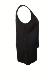 Solid Tank Top & Drawstring Shorts Set