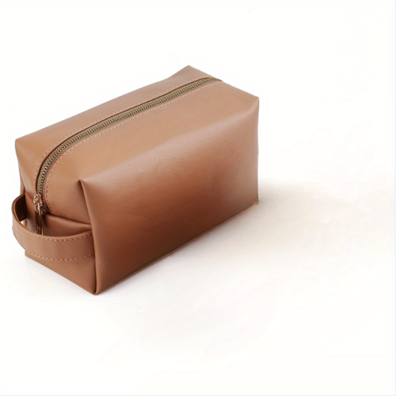 Minimalism PU Leather Cosmetic Bag for Women, Portable Makeup Storage Purse