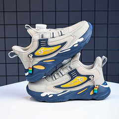 Boy's Waterproof Lace-up Sneakers for Outdoor Sports