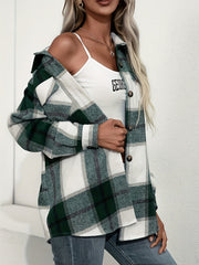Plaid Shirt Jacket Button Up Casual Shacket for Spring & Fall Women