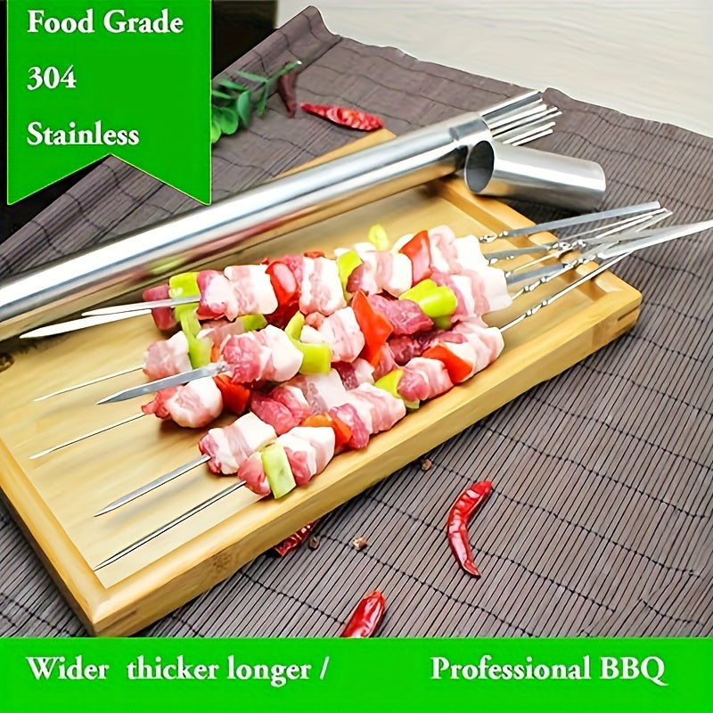 21pcs Stainless Steel BBQ Skewers Set with Storage Bucket