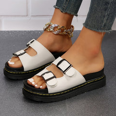 Women's Platform Sandals Casual Slip On Flat Summer Shoes