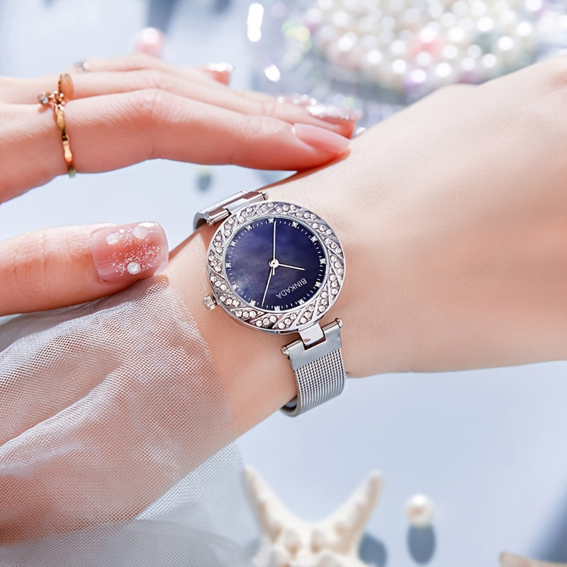 Alloy Small Circular Dial Quartz Watch