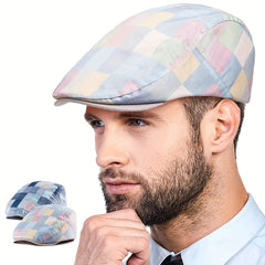 Plaid Style Newsboy Hat Men's Casual Painter Hat